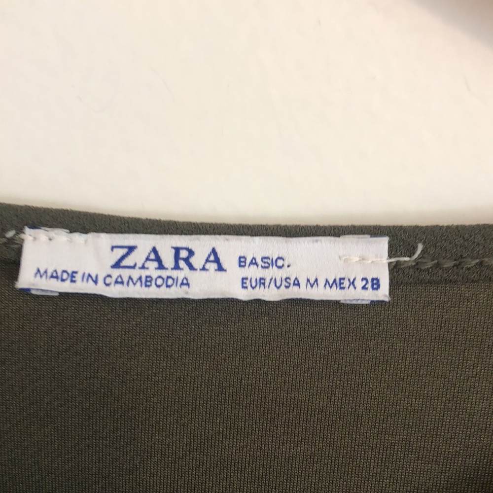 Zara Olive green dress with tie - Picture 4 of 8